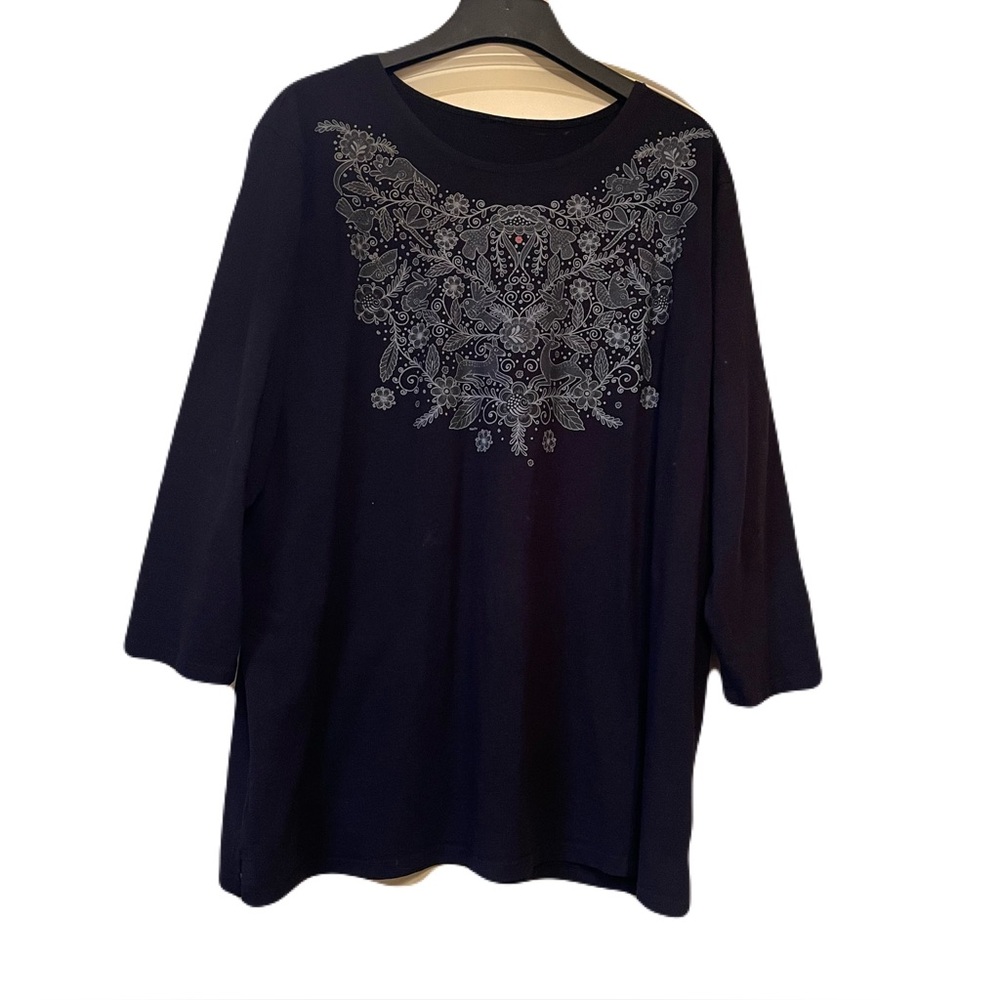 NWOT Sabaku Artwear Noche Black Tee Top XL